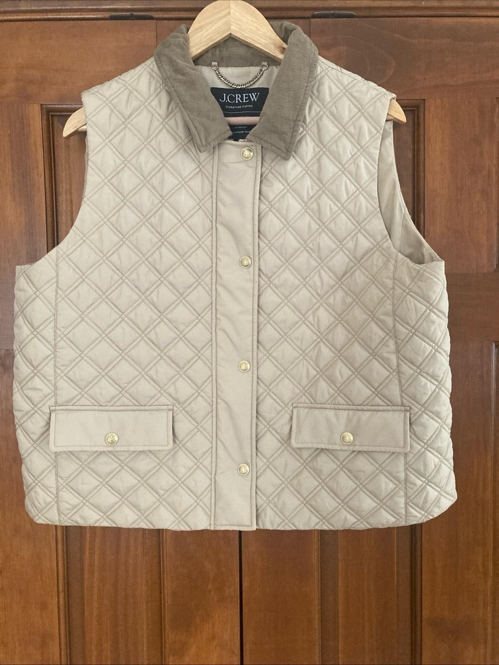 J.Crew Signature Quilted water repellent lightweight Vest Beige women’s XL